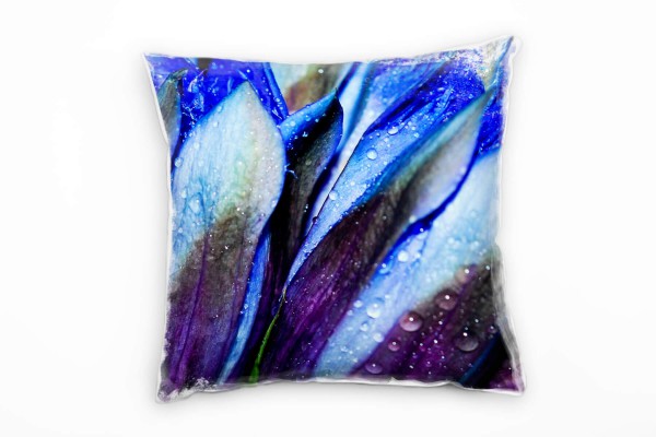 Paul Sinus Art Macro, Blumen, Blütenblätter, blau, lila Deko Kissen 40x40cm für Couch Sofa Lounge Zierkissen