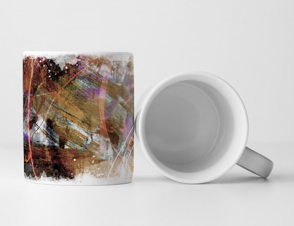 Paul Sinus Art Tasse Geschenk farbenfrohe Abstraktion: sandbraun, orichidee, korallenrot