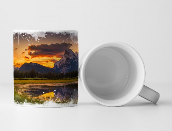 Paul Sinus Art Tasse Geschenk Landschaftsfotografie – Goldener Sonnenaufgang über den kanadischen Bergen