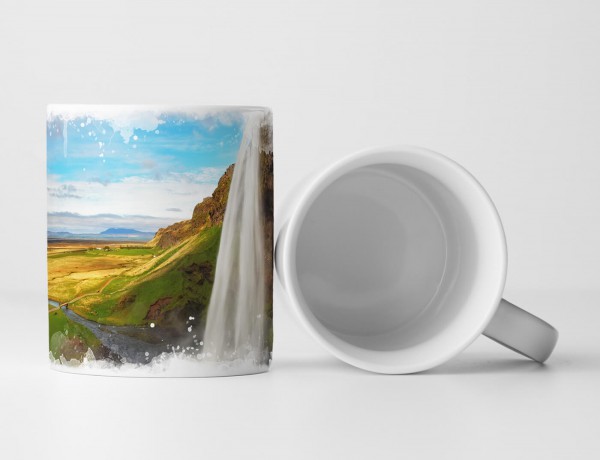 Paul Sinus Art Tasse Geschenk Landschaftsfotografie – Seljalandsfoss Wasserfall in Island