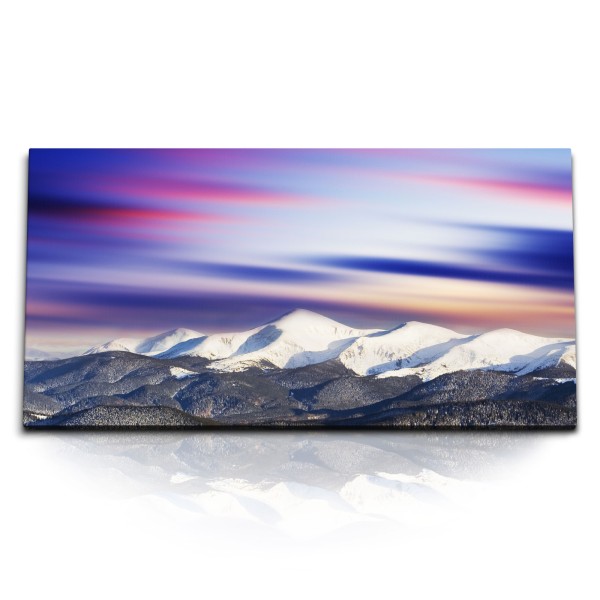 Paul Sinus Art Kunstdruck Bilder 120x60cm Berge Schnee Gebirge Winter Himmel Kunstvoll