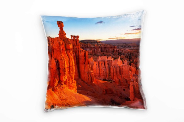 Paul Sinus Art Landschaft, Canyon, Sonnenuntergang, orange Deko Kissen 40x40cm für Couch Sofa Lounge Zierkissen