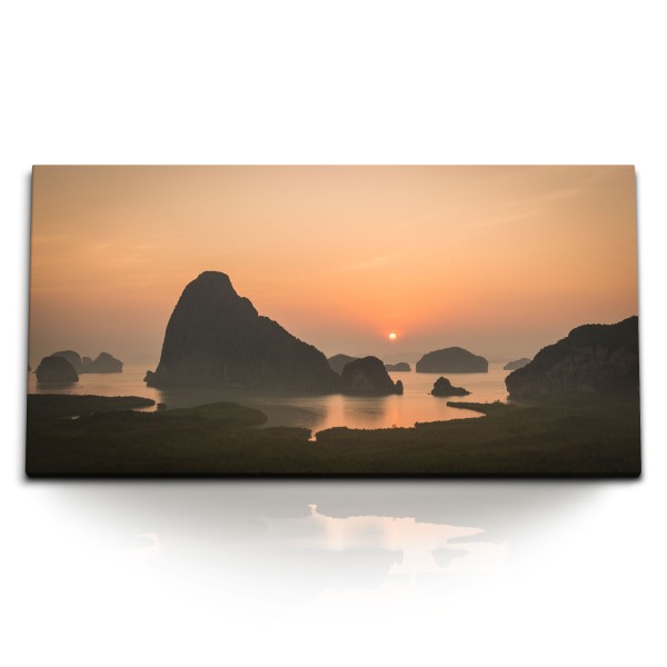 Paul Sinus Art Kunstdruck Bilder 120x60cm Phang-Nga Thailand Sonnenuntergang Inseln Abendrot Meer