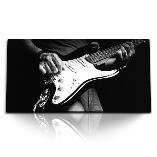 Paul Sinus Art Kunstdruck Bilder 120x60cm E–Gitarre Gitarre Gitarrist Rock and Roll Schwarz