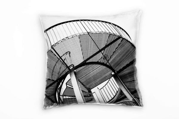 Paul Sinus Art Urban, Treppe, Spirale, Gitter, grau Deko Kissen 40x40cm für Couch Sofa Lounge Zierkissen