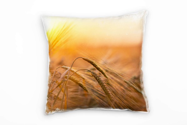 Paul Sinus Art Natur, Weizenfeld, Sonnenuntergang, orange Deko Kissen 40x40cm für Couch Sofa Lounge Zierkissen