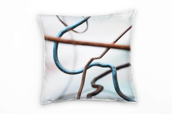 Paul Sinus Art Macro, alte Drähte, verschlungen, braun, blau Deko Kissen 40x40cm für Couch Sofa Lounge Zierkissen