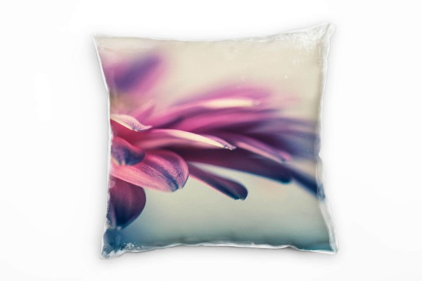 Paul Sinus Art Macro, Blumen, Blütenblätter, pink, blau Deko Kissen 40x40cm für Couch Sofa Lounge Zierkissen