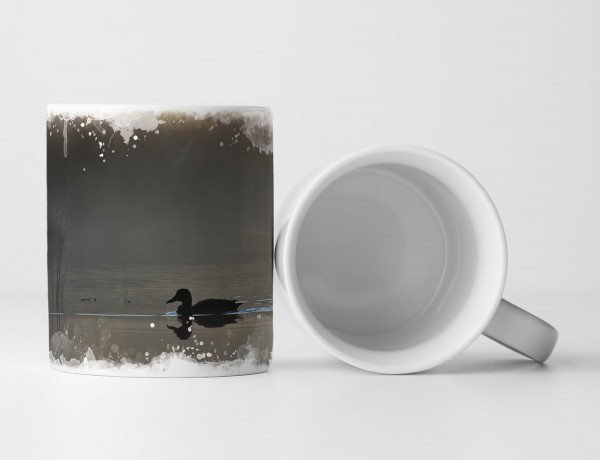 Paul Sinus Art Tasse Geschenk Tierfotografie – Schwimmende Ente im Morgengrauen