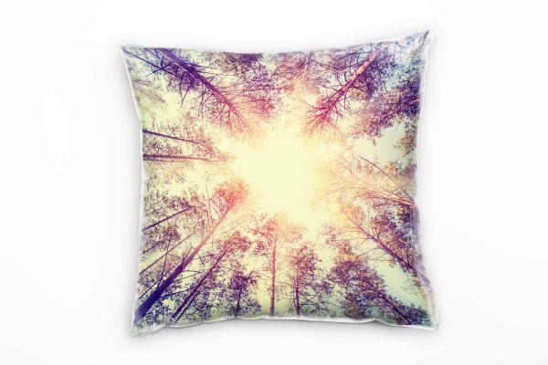 Paul Sinus Art Natur, Wald, Sonnenschein, gelb, blau, grün Deko Kissen 40x40cm für Couch Sofa Lounge Zierkissen