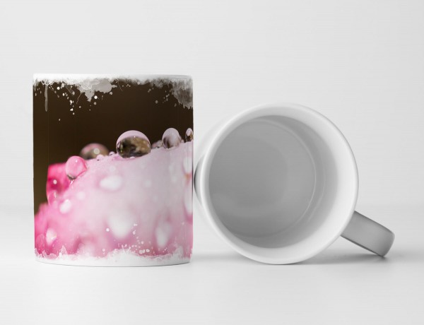 Paul Sinus Art Tasse Geschenk Naturfotografie – Wassertropfen auf pinkem Blütenblatt