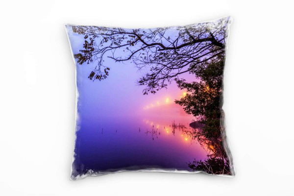 Paul Sinus Art Seen, Sonnenaufgang, blau, lila, orange Deko Kissen 40x40cm für Couch Sofa Lounge Zierkissen