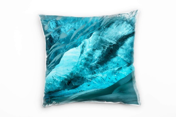 Paul Sinus Art Winter, Eiswelle, türkis Deko Kissen 40x40cm für Couch Sofa Lounge Zierkissen