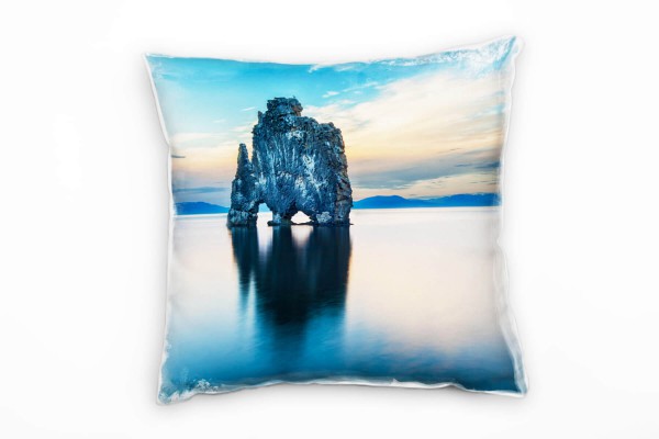 Paul Sinus Art Strand und Meer, Insel, Türkises Wasser, blauer Himmel Deko Kissen 40x40cm für Couch Sofa Lounge Zie