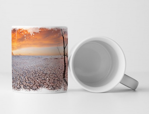 Paul Sinus Art Tasse Geschenk Landschaftsfotografie – Einsamer Baum auf verdorrter Erde