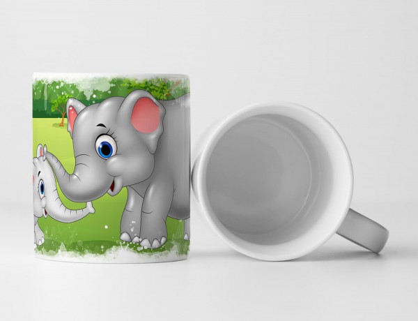 Paul Sinus Art Tasse Geschenk Kinderbild – zwei Elefanten