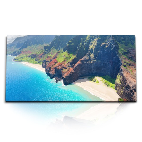 Paul Sinus Art Kunstdruck Bilder 120x60cm Na Pali Küste Hawaii Insel Klippen Felsen Meer