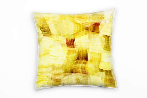 Paul Sinus Art Abstrakt, geschwungene Linien, gelb, gold, braun Deko Kissen 40x40cm für Couch Sofa Lounge Zierkisse