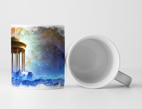 Paul Sinus Art Tasse Geschenk Fotocollage einer fantastischen Landschaft mit Tempel