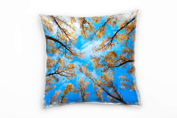 Paul Sinus Art herbst, blau, braun, Wald von unten Deko Kissen 40x40cm für Couch Sofa Lounge Zierkissen