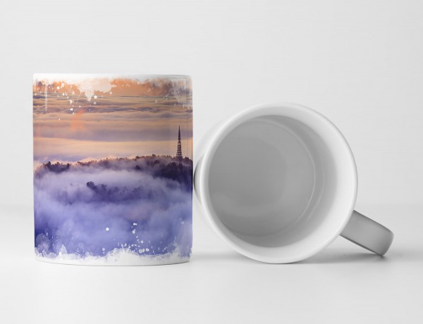 Paul Sinus Art Tasse Geschenk Landschaftsfotografie – Berge in Thailand bedeckt von Wolken