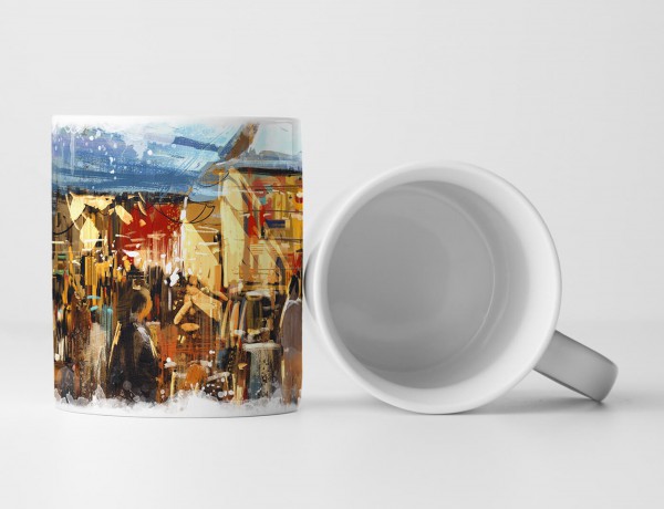 Paul Sinus Art Tasse Geschenk Abstraktes digitales Bild eines Straßenmarkts