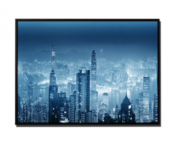 Paul Sinus Art 105x75cm Leinwandbild Petrol Panorama Skyline Hong Kong