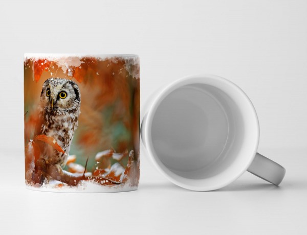 Paul Sinus Art Tasse Geschenk Tierfotografie – Eule im orangen Wald