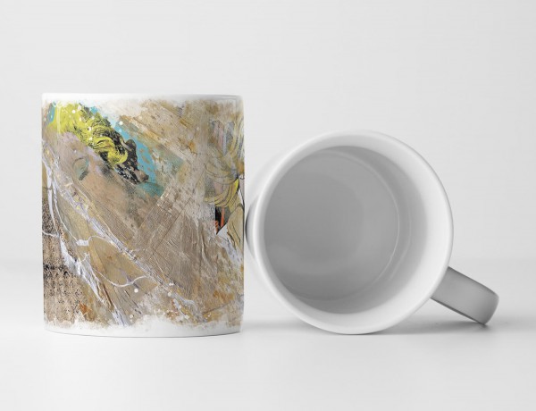 Paul Sinus Art Tasse Geschenk Frauen in Pop Art Style; zur Hälfte von beiger Farbe bedeckt