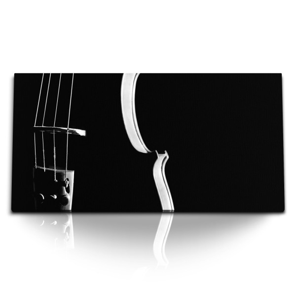 Paul Sinus Art Kunstdruck Bilder 120x60cm Schwarz Weiß Fotografie Violine Geige Schwarz Dunkel