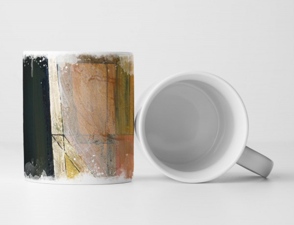 Paul Sinus Art Tasse Geschenk Abstraktes Bild mit braunen und schwarzen Elementen