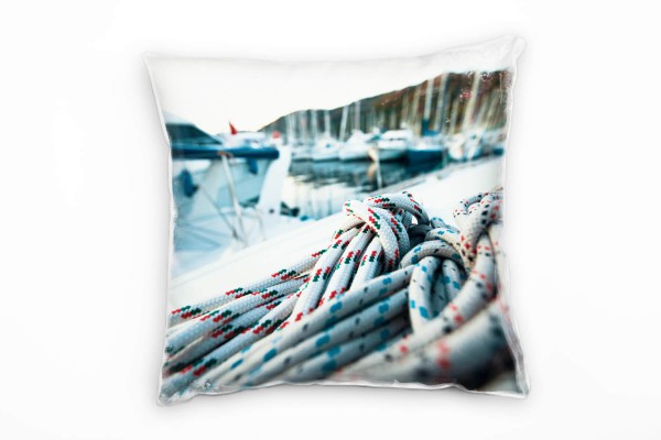 Paul Sinus Art Meer, Segelboote, Detailaufnahme, blau, weiß Deko Kissen 40x40cm für Couch Sofa Lounge Zierkissen