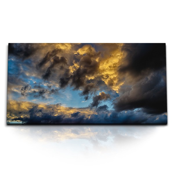 Paul Sinus Art Kunstdruck Bilder 120x60cm Gewitterwolken dunkler Himmel Regenwolken Sonnenstrahl