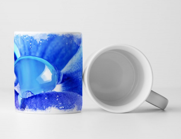 Paul Sinus Art Tasse Geschenk Naturfotografie – Blaue Blüte mit Tautropfen