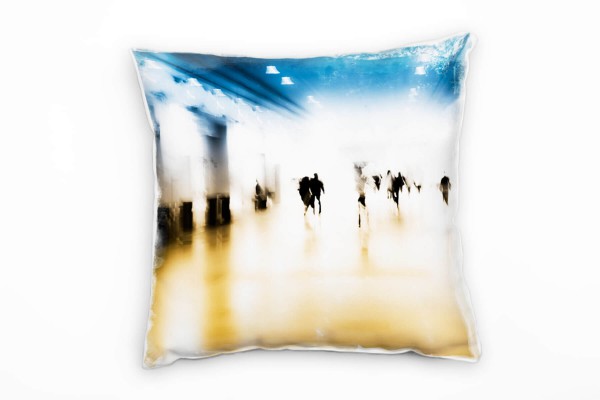 Paul Sinus Art Urban und City, Straße, verschwommen, blau, beige Deko Kissen 40x40cm für Couch Sofa Lounge Zierkiss