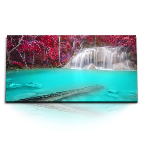 Paul Sinus Art Kunstdruck Bilder 120x60cm Thailand Wasserfall Dschungel Exotisch Tropisch Türkis