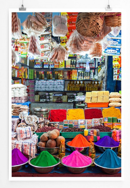 Paul Sinus Art Künstlerische Fotografie 60x90cm Poster Farbenfroher Marktstand in Indien