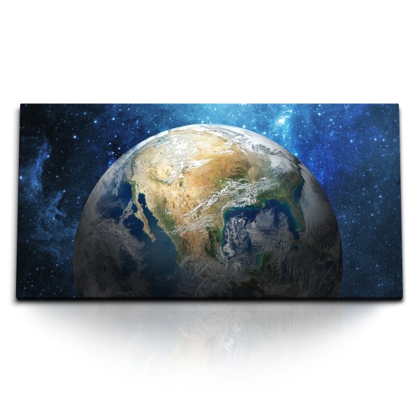 Paul Sinus Art Kunstdruck Bilder 120x60cm Erde Weltall Grüner Planet Sterne Galaxie