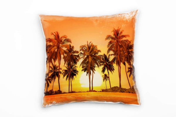 Paul Sinus Art Natur, Sonnenuntergang, Palmen, Sri Lanka, orange Deko Kissen 40x40cm für Couch Sofa Lounge Zierkiss