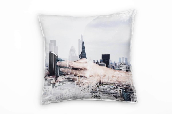 Paul Sinus Art City, Abstrakt, Businessmann, London, grau Deko Kissen 40x40cm für Couch Sofa Lounge Zierkissen