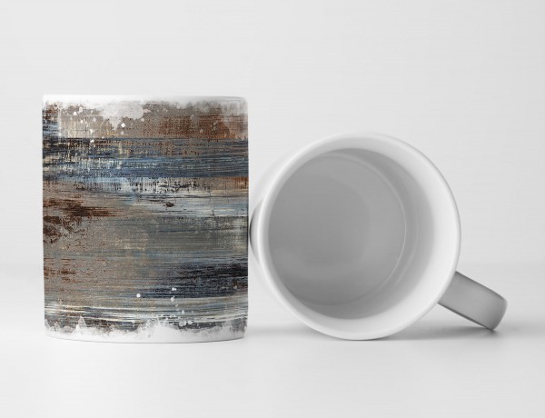 Paul Sinus Art Tasse Geschenk abstraktes Bild – braun blaue Maserung