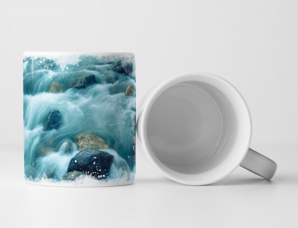 Paul Sinus Art Tasse Geschenk Naturfotografie – Fluss bahnt sich den Weg über Steine und Felsen