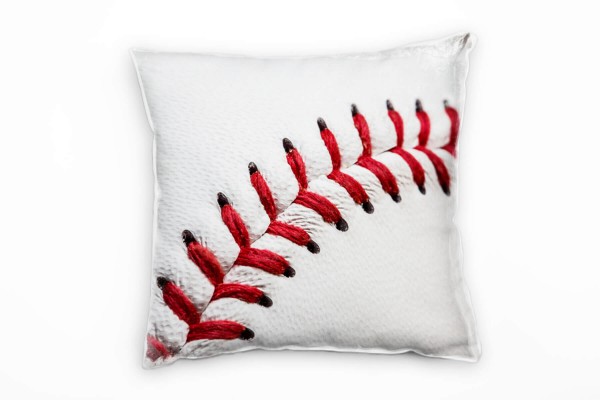 Paul Sinus Art Macro, Baseball, weiß, rot, schwarz Deko Kissen 40x40cm für Couch Sofa Lounge Zierkissen