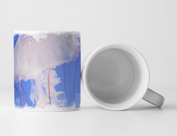 Paul Sinus Art Tasse Geschenk Tierfotografie – Weiße Medusen im blauen Wasser