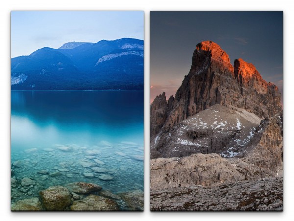 Paul Sinus Art 2 Bilder je 60x90cm Dolomiten Berggipfel Bergsee Natur Ruhe Stile Meditation