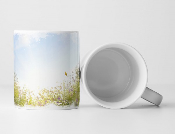 Paul Sinus Art Tasse Geschenk Landschaftsfotografie – Sommerwiese unterm blauen Himmel