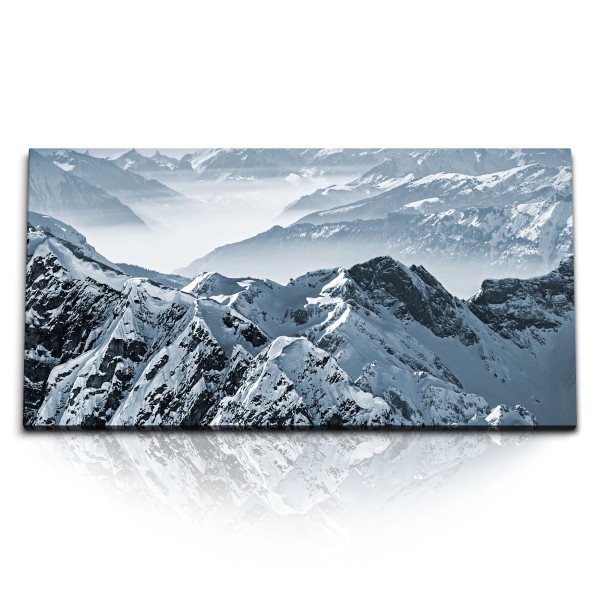 Paul Sinus Art Kunstdruck Bilder 120x60cm Schweizer Alpen Berge Schneegipfel Berggipfel Schnee