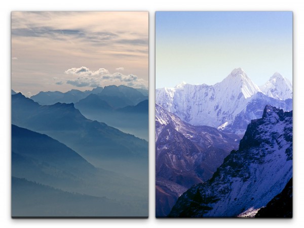 Paul Sinus Art 2 Bilder je 60x90cm Gebirge Berge Himmel Himalaya Bergreihe Majestätisch Erhaben