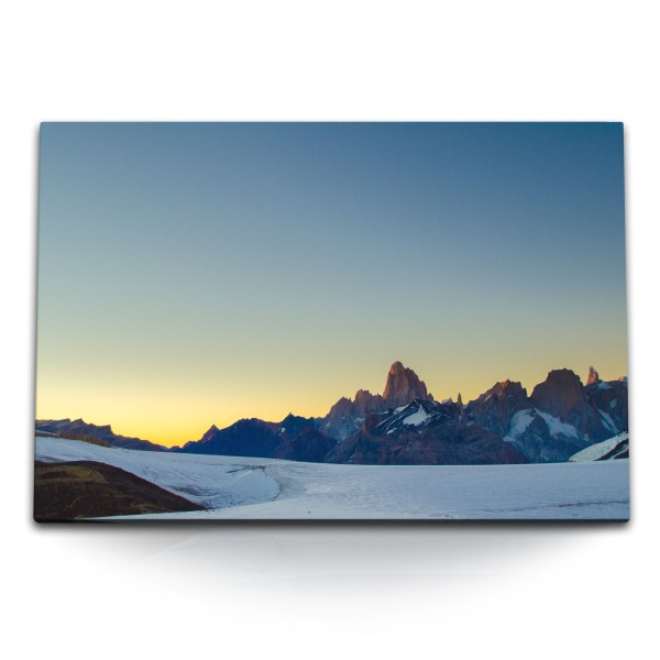 Paul Sinus Art 120x80cm Wandbild auf Leinwand Abendrot Berglandschaft Schnee Berge Natur