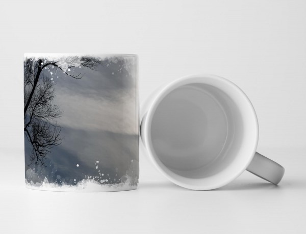 Paul Sinus Art Tasse Geschenk Fotografie – Abendhimmel Baum im Nebel